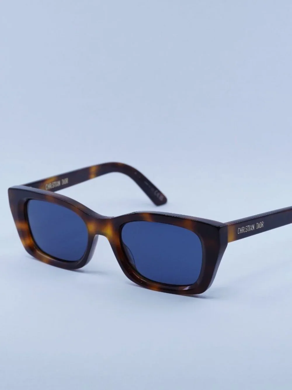 Dior DIORMIDNIGHT S3I 26B0 Sunglasses Havana Rectangle Frame, Blue Lenses